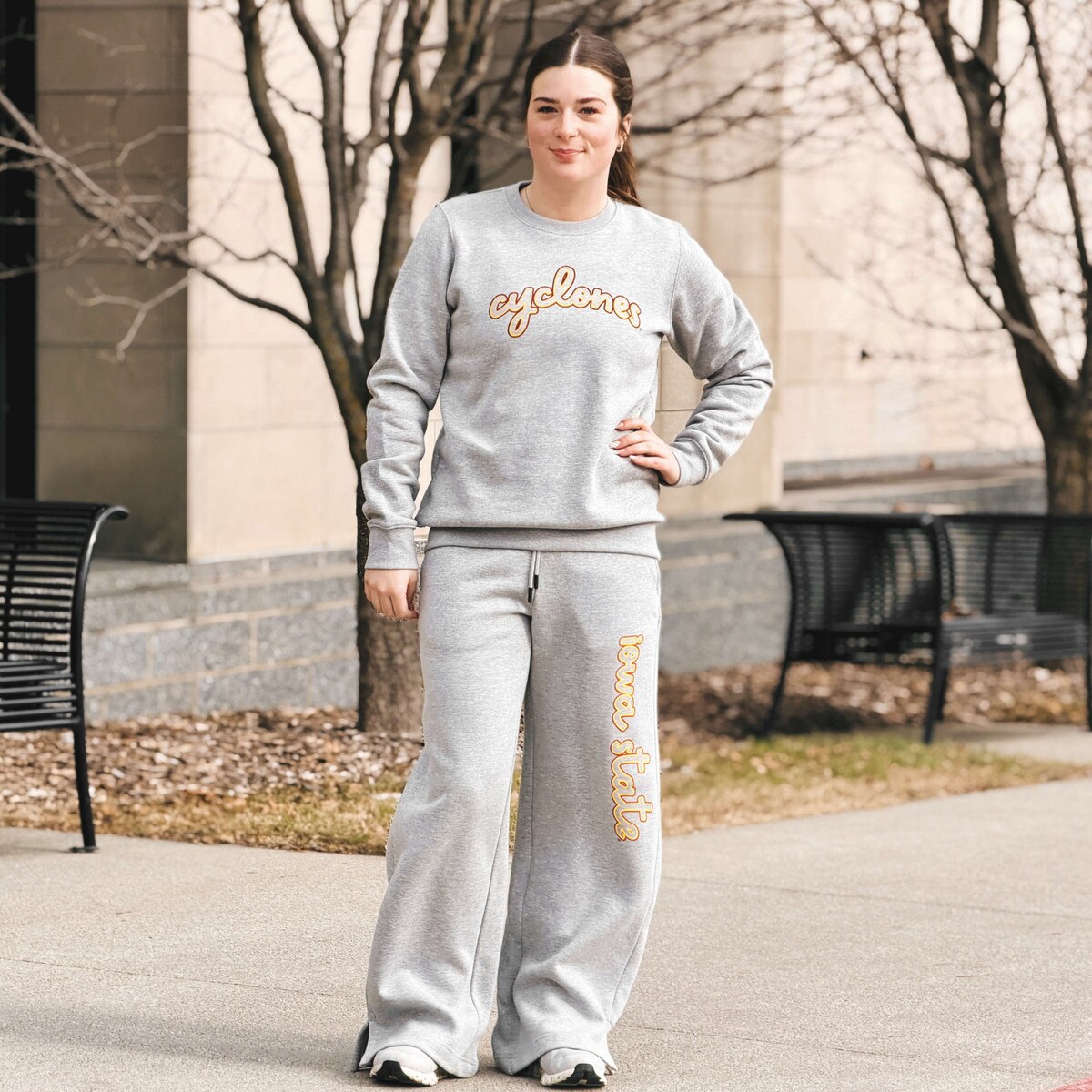 Artisans Women's Iowa State Gray Wide Leg Sweatpants
